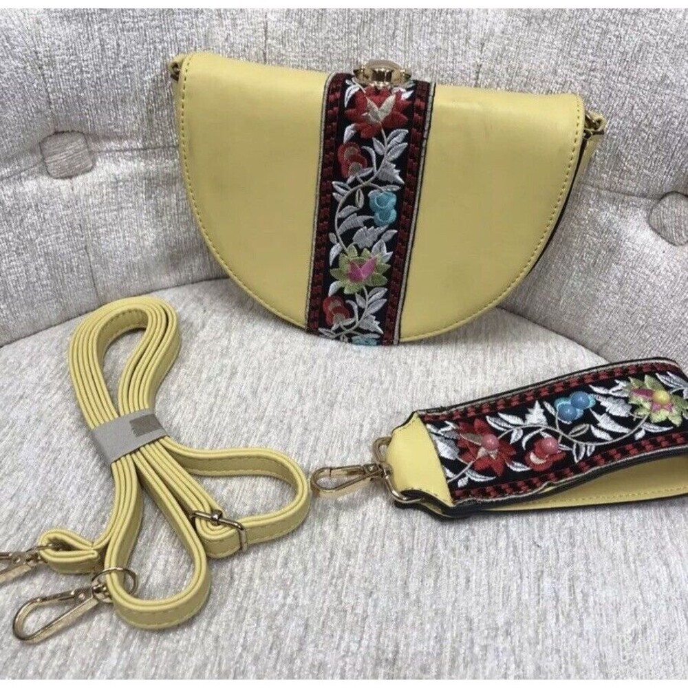 Privileged Womens Purse Convertible Crossbody Wristlet Yellow Western Embelish
